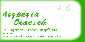 aszpazia oracsek business card